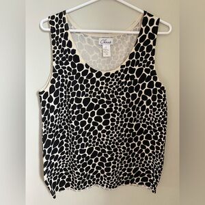 Chaus Silk Blend Animal Print Fine Knit Tank Top Size Large